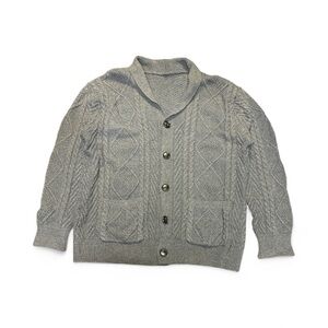 Gray Cable Knit Men's Sweater-XL